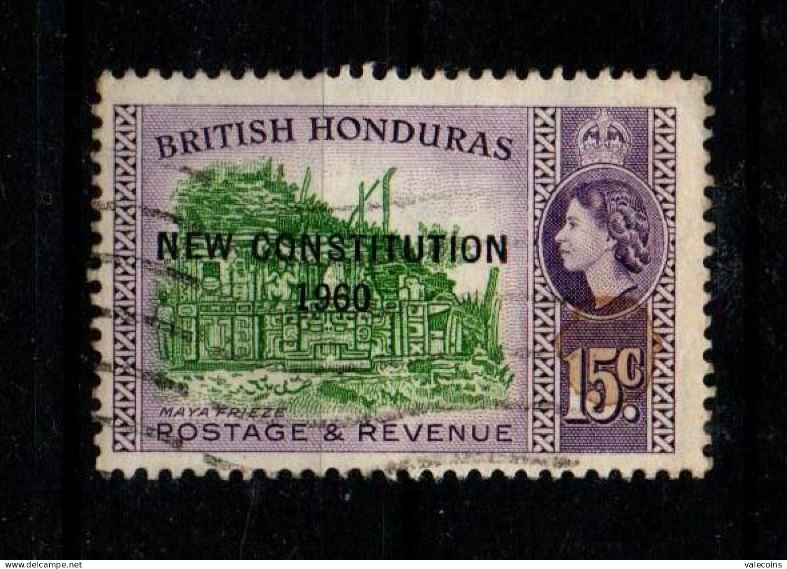 BRITISH HONDURAS (BELIZE) - 1961 - 15 Cent - New Constitution 1960 - Queen Elizabewth II - Used Stamp         MyRef:L - British Honduras (...-1970)