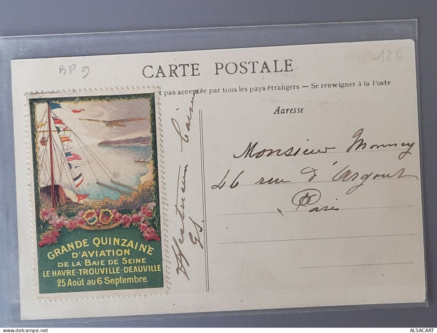 Trouville Le Havre , 1910 Latham Sur Antoinette , Vignette Au Dos - Airmen, Fliers