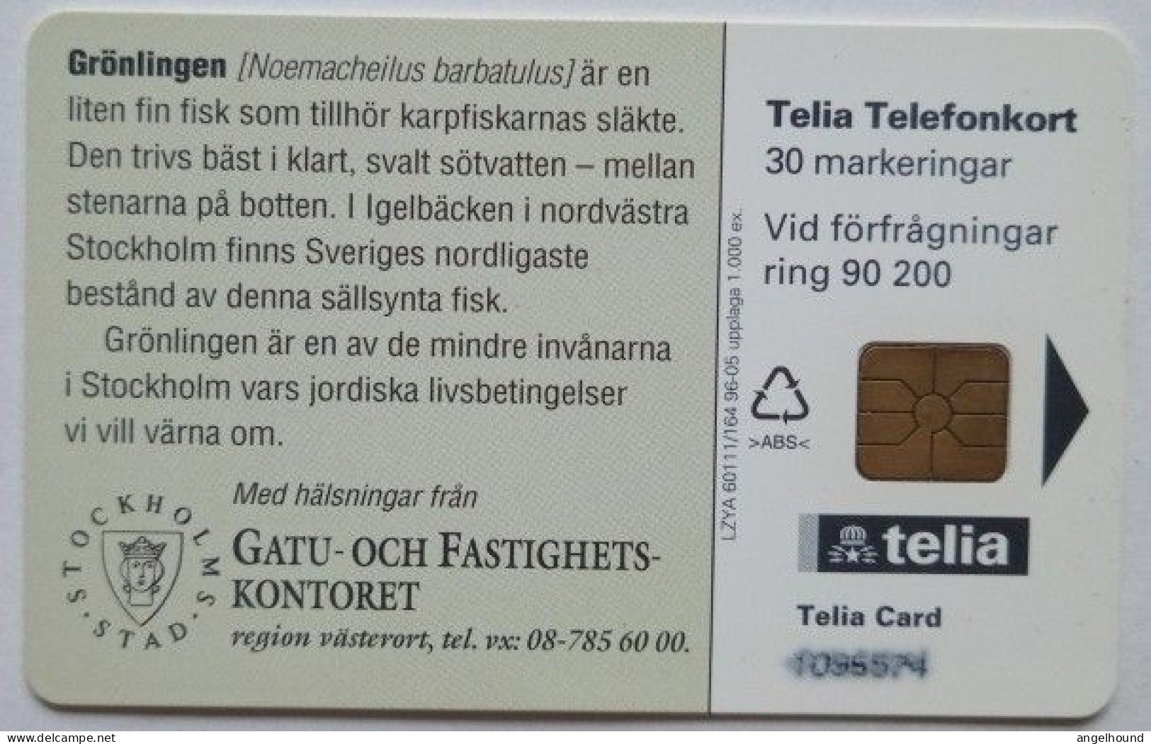 Sweden Mk 30 Chip Card -  Gronling ( 1000 Mintage ) - Schweden