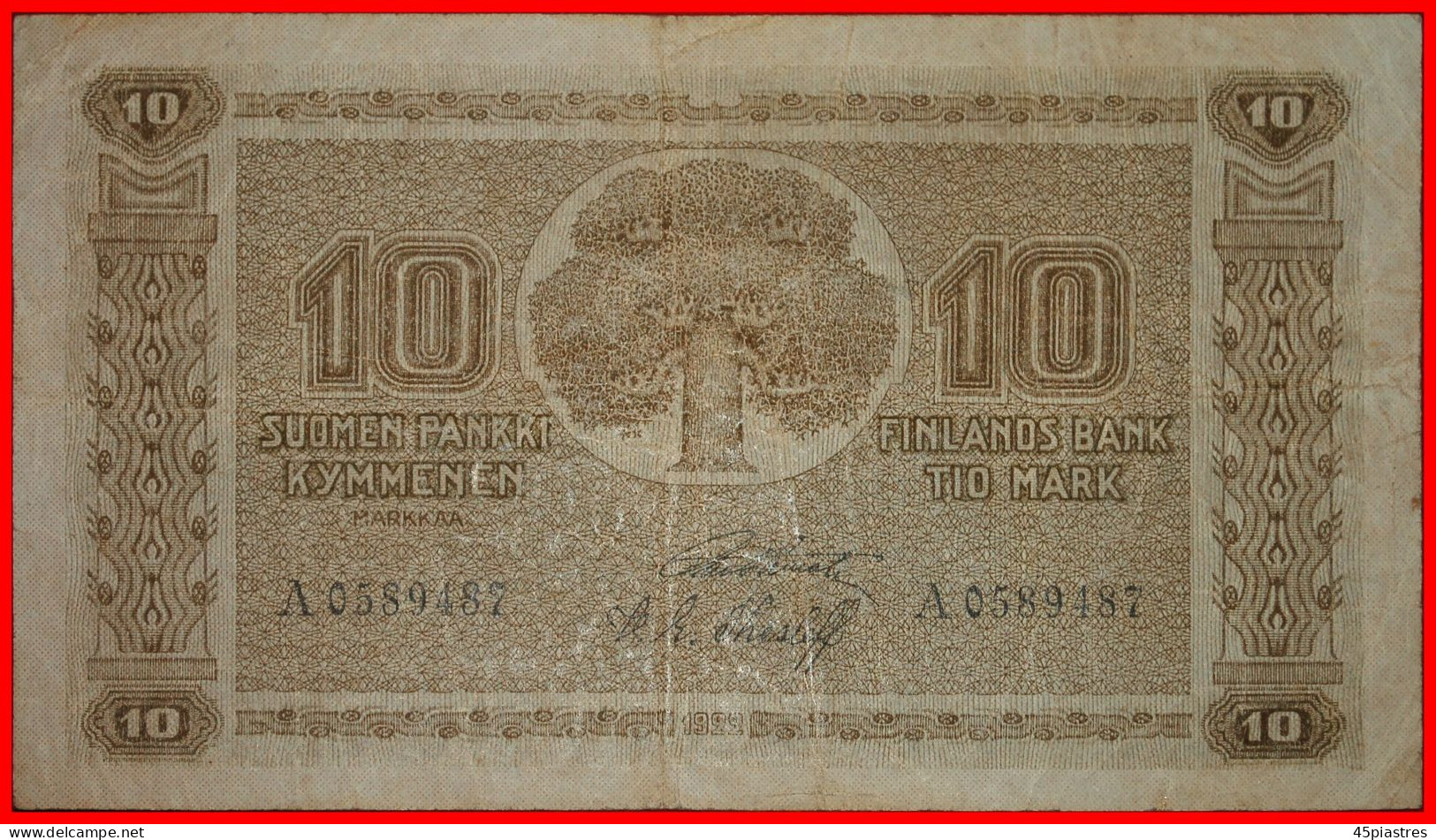 * FIRST ISSUE RARE: FINLAND  10 MARKS 1922! FREEDOM FROM Russia By LENIN (1870-1924) · LOW START!  NO RESERVE! - Finland