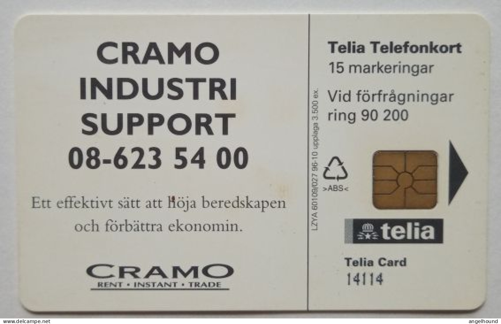 Sweden Mk 15 Chip Card -  Cramo - Suède