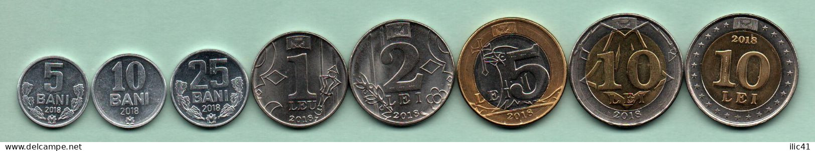 Moldova Moldova  2018  Coins 0.05.0.10.0.25 1; 2; 5; 10; 10 (Anniversary)  UNC - Moldavië