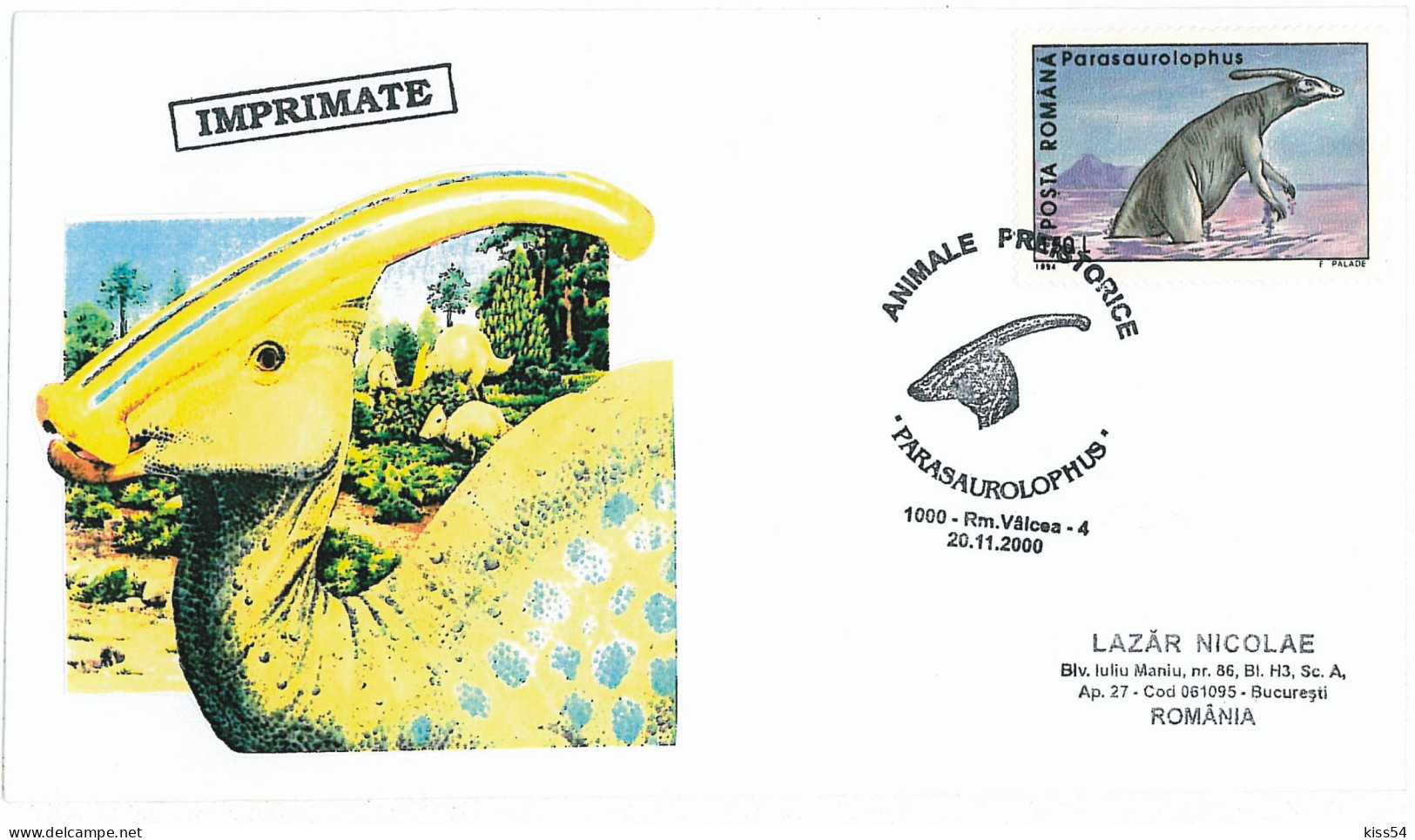 COV 12 - 1106 PARASAUROLOPHUS, Romania - Cover - Used - 2000 - Préhistoire