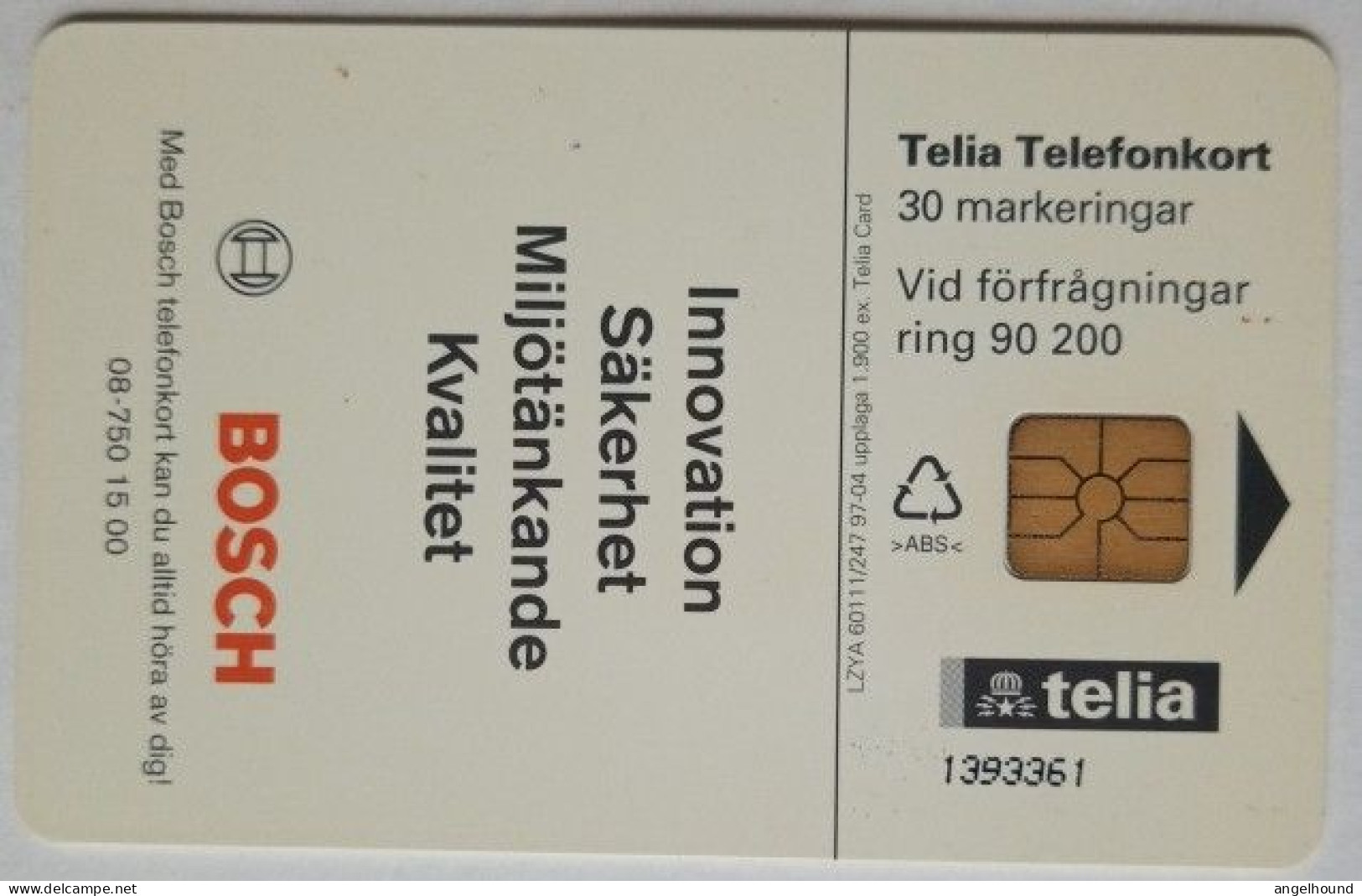 Sweden Mk 30 Chip Card -  Bosch - Suède