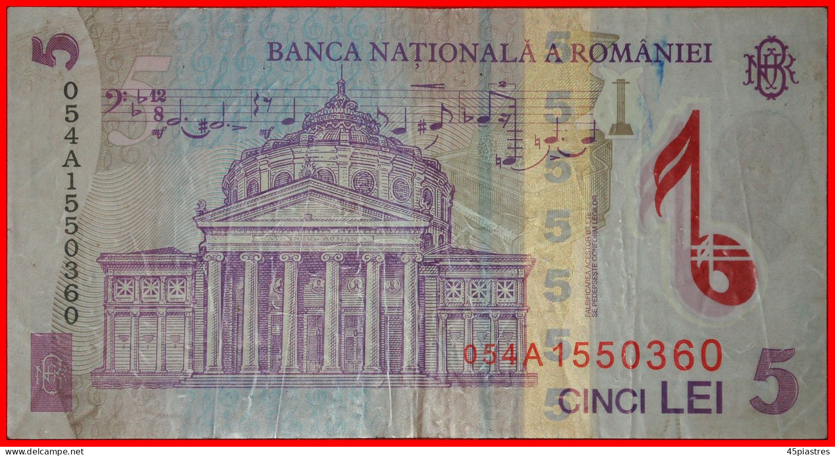 * NO CROWN (2005-2023): ROMANIA  5 LEI 2005 POLYMER! ENESCU (1881-1955)! · LOW START!  NO RESERVE! - Romania