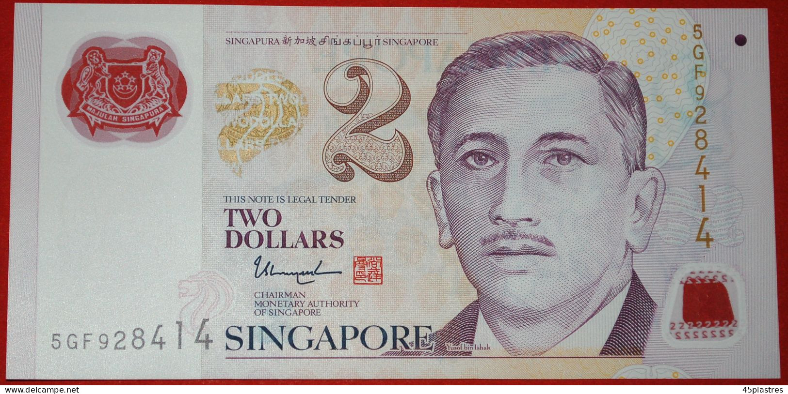 * YUSOF ISHAK (1965-1970): SINGAPORE  2 DOLLARS (2015) TWO DIAMONDS (2006-2022) UNC CRISP!· LOW START!  NO RESERVE! - Singapur