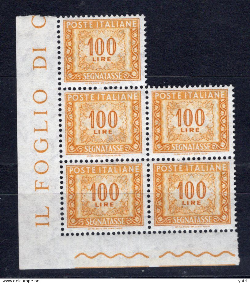 Italia (1962) - Segnatasse, 100 Lire Fil. Stelle 4° Tipo, Gomma Arabica, Sass. 119/II ** - Concessiepaketten