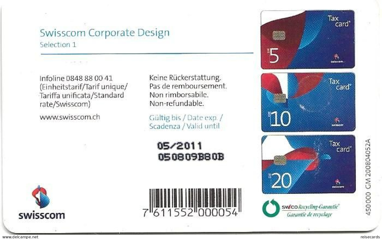 Switzerland: Swisscom CP187 Swisscom Corporate Design 1. GM4 05.11 - Svizzera