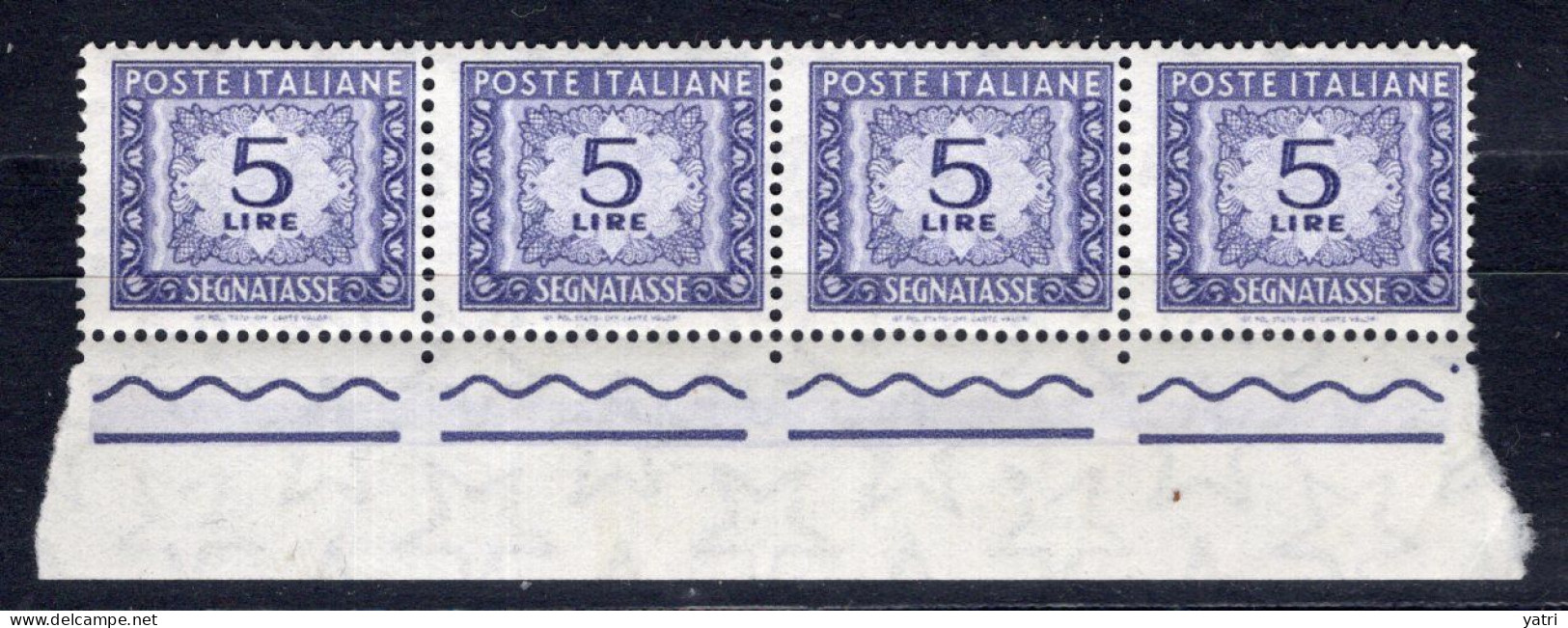 Italia (1962) - Segnatasse, 5 Lire Fil. Stelle 4° Tipo, Gomma Arabica, Sass. 111/II ** - Segnatasse