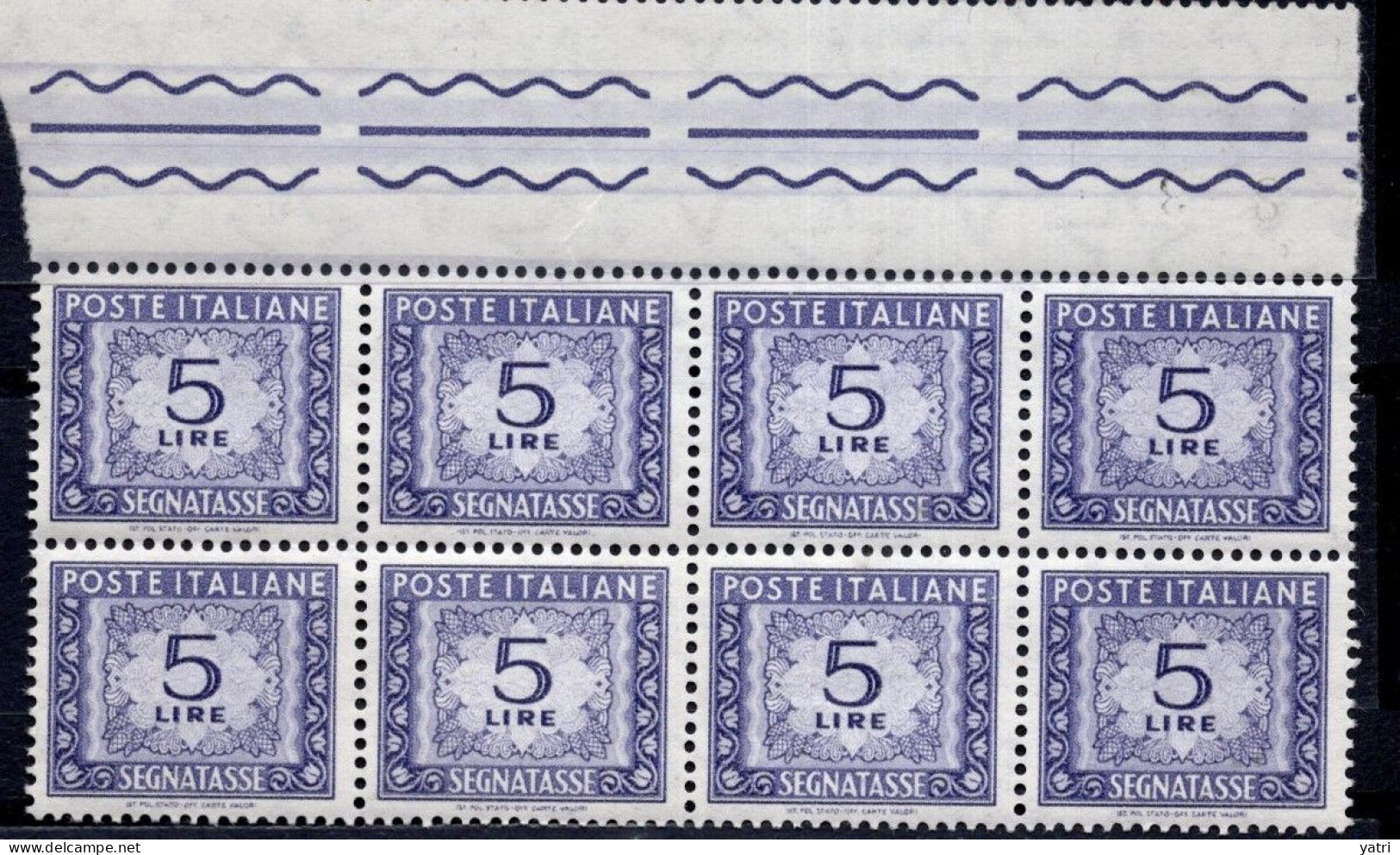 Italia (1962) - Segnatasse, 5 Lire Fil. Stelle 4° Tipo, Gomma Arabica, Sass. 111/II ** - Segnatasse