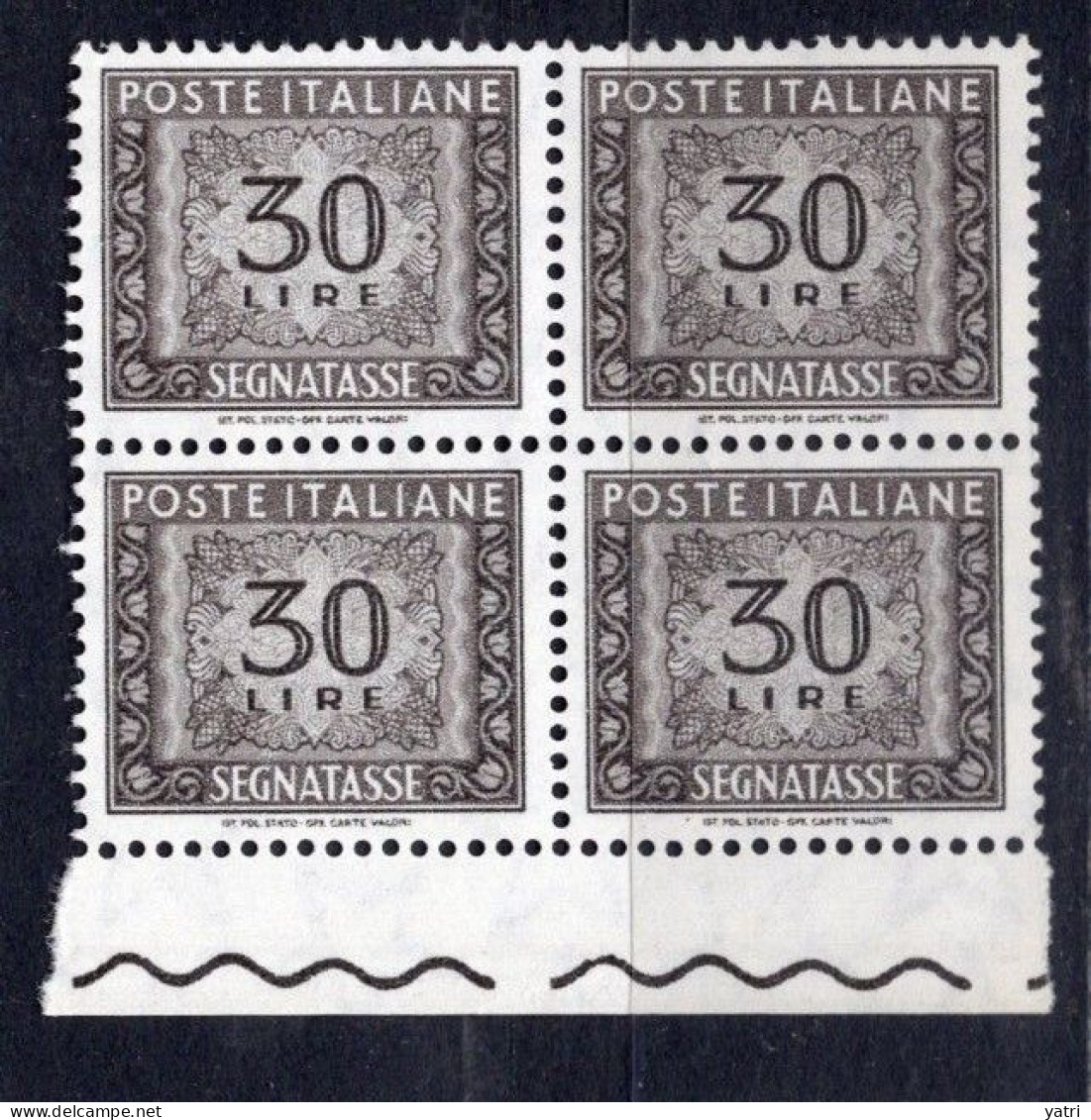 Italia (1962) - Segnatasse, 30 Lire Fil. Stelle 4° Tipo, Gomma Vinilica, Sass. 116/II ** - Portomarken