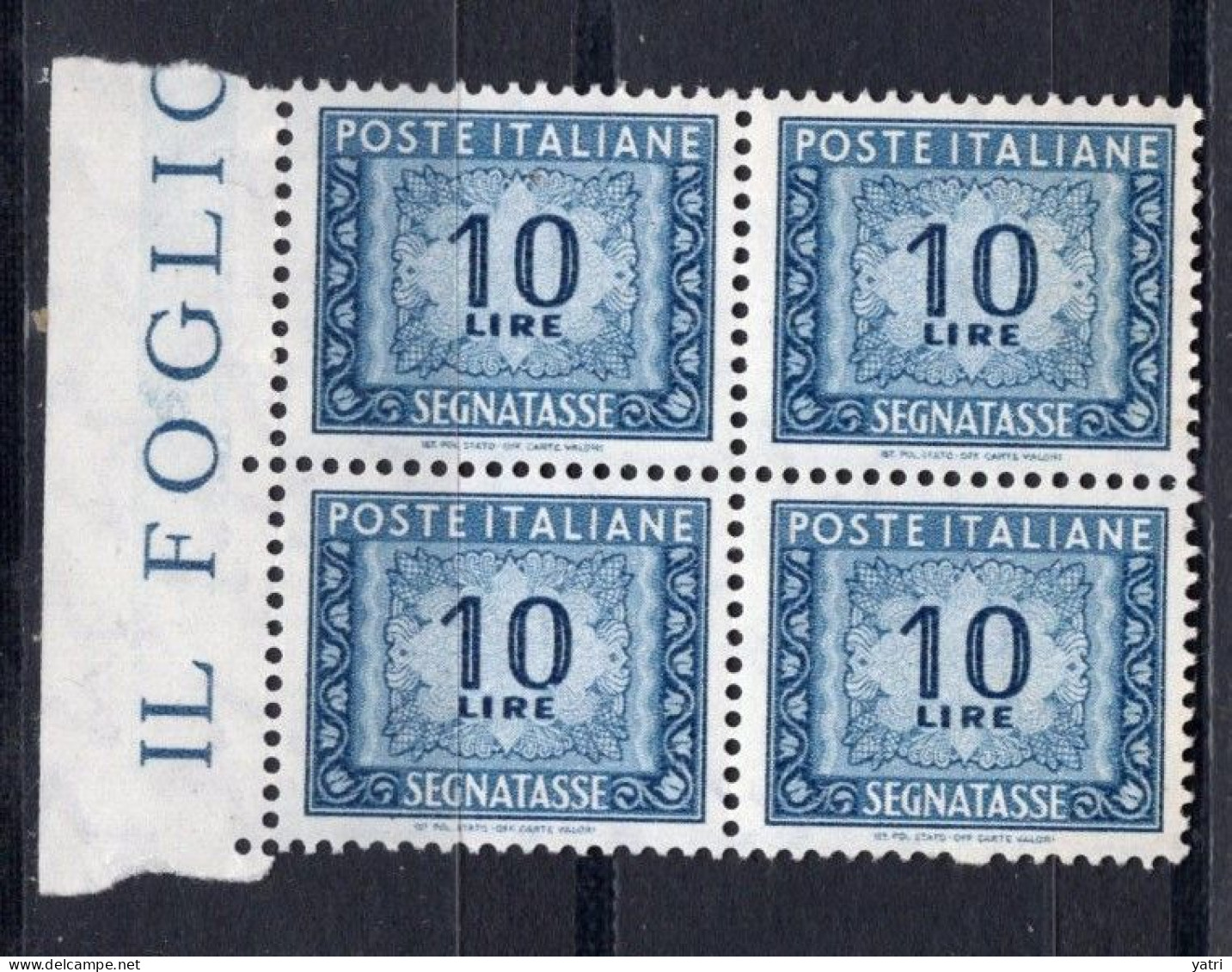 Italia (1962) - Segnatasse, 10 Lire Fil. Stelle 4° Tipo, Gomma Vinilica, Sass. 114/II ** - Postage Due