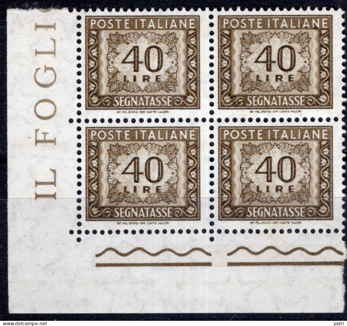 Italia (1962) - Segnatasse, 40 Lire Fil. Stelle 4° Tipo, Gomma Aravinilica, Sass. 117/II ** - Impuestos
