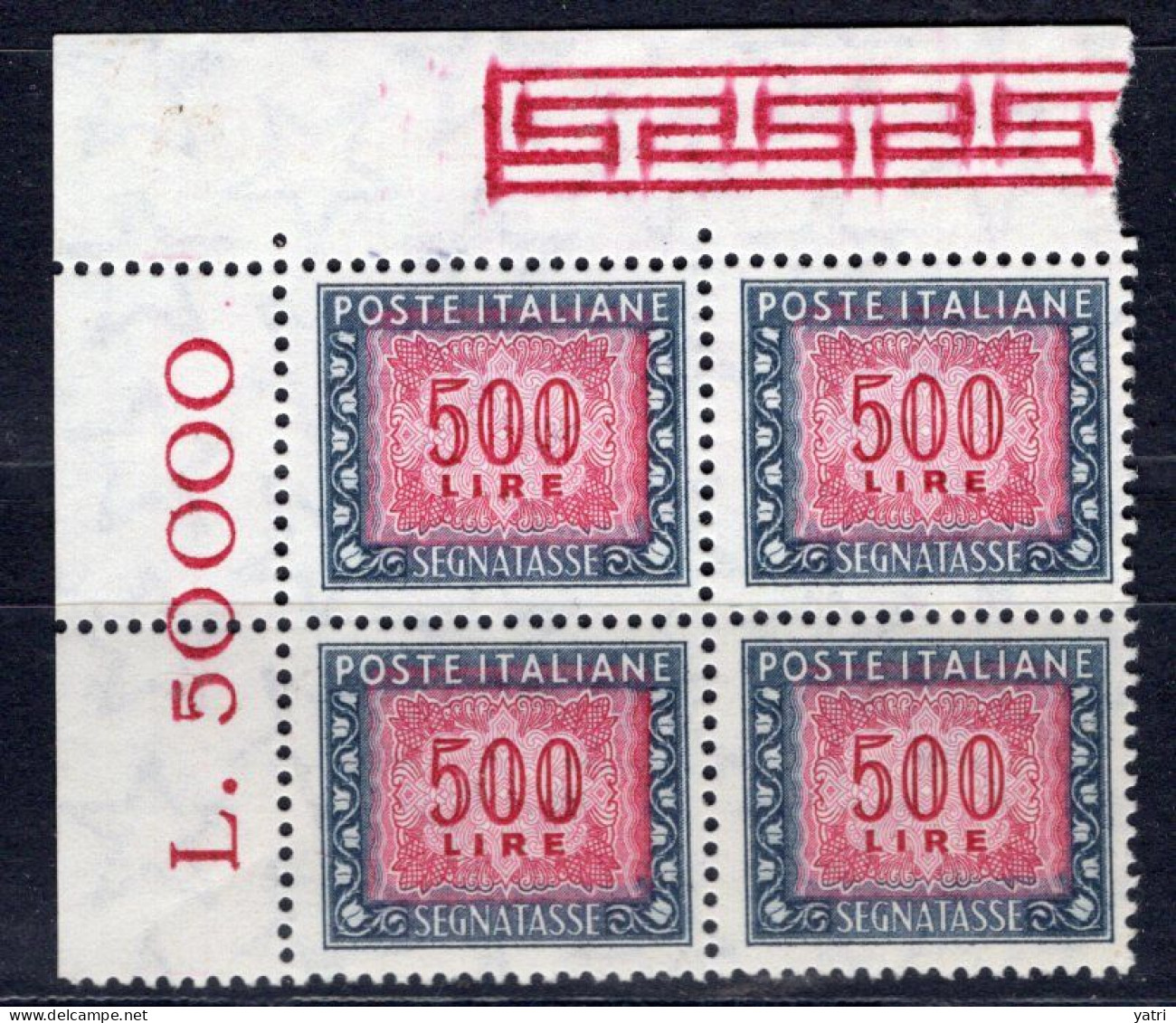 Italia (1974) - Segnatasse, 500 Lire Fil. Stelle 4° Tipo, Gomma Vinilica, Sass. 120/IV ** - Postage Due