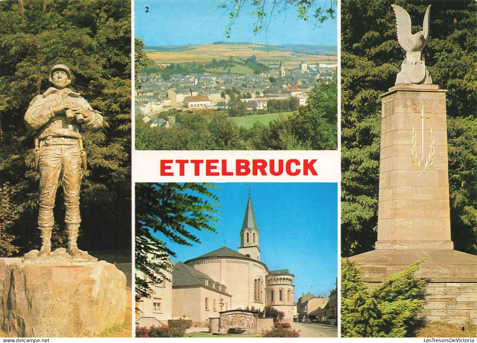 LUXEMBOURG - Ettelbruck - Mutlivues - Statue - Eglise - Carte Postale - Ettelbrück