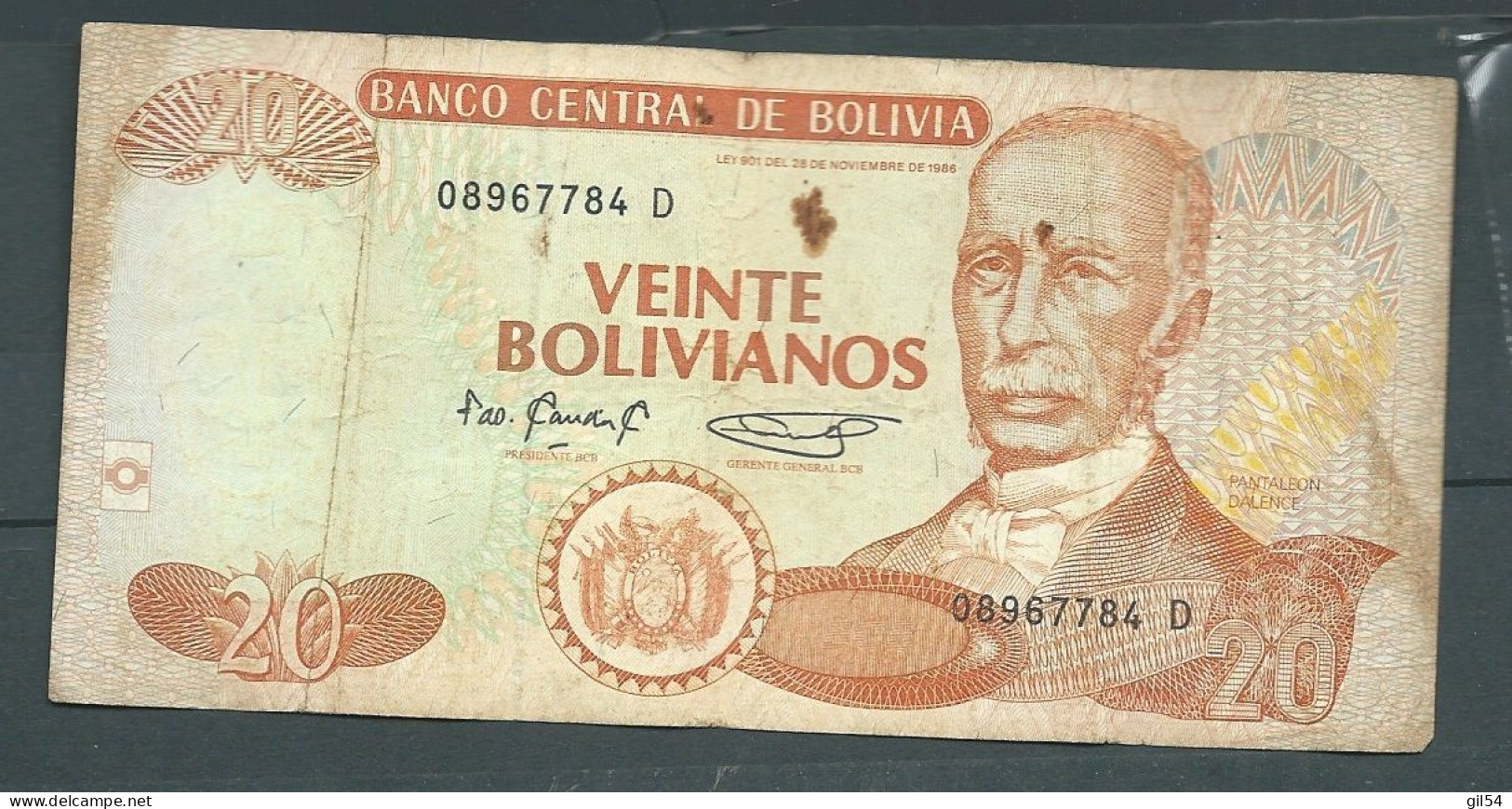 Bolivie - Bolivia 20 Bolivianos 1986  - 08967784 D - Laura 79 23 - Bolivien