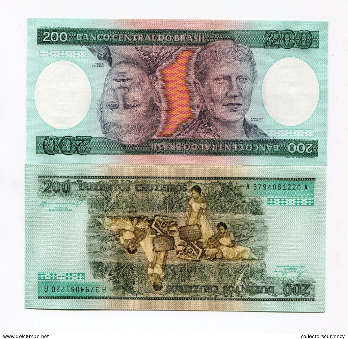 Brasil 200 Cruzeiros Pick 199b 1984 Uncirculated Banknote Money X 10 Piece Lot - Brazil
