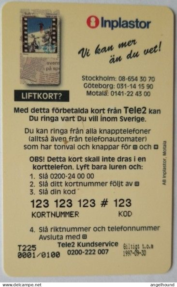 Sweden  Telekort 15 Minute - Inplastor VII  - Liftkort ( Oslo ) 1000 Mintage - Suède