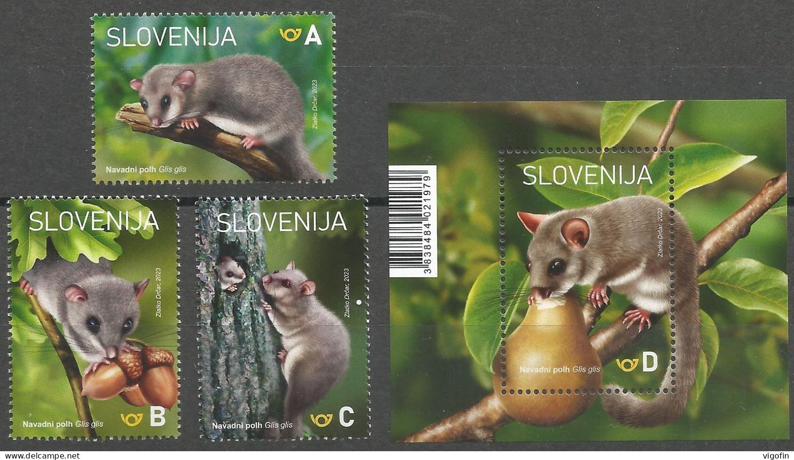 SI 2023-17 FAUNA DORMOUSE, SLOVENIA, 3v+S/S, MNH - Slowenien