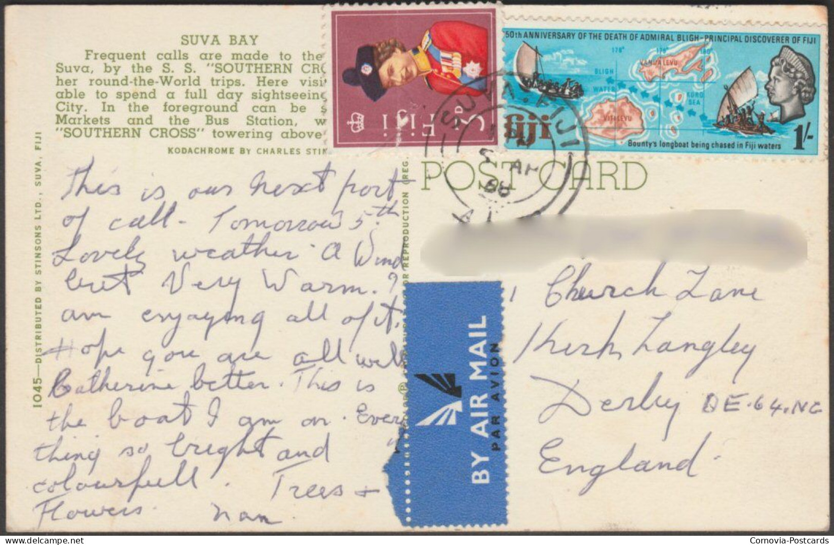 Suva Bay, Fiji, 1968 - Stinsons Postcard - Fiji