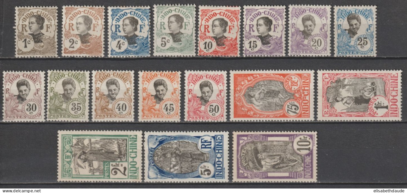 INDOCHINE - 1907 - SERIE COMPLETE YVERT N° 41/58 * MH - COTE YVERT = 400 EUR - Nuevos