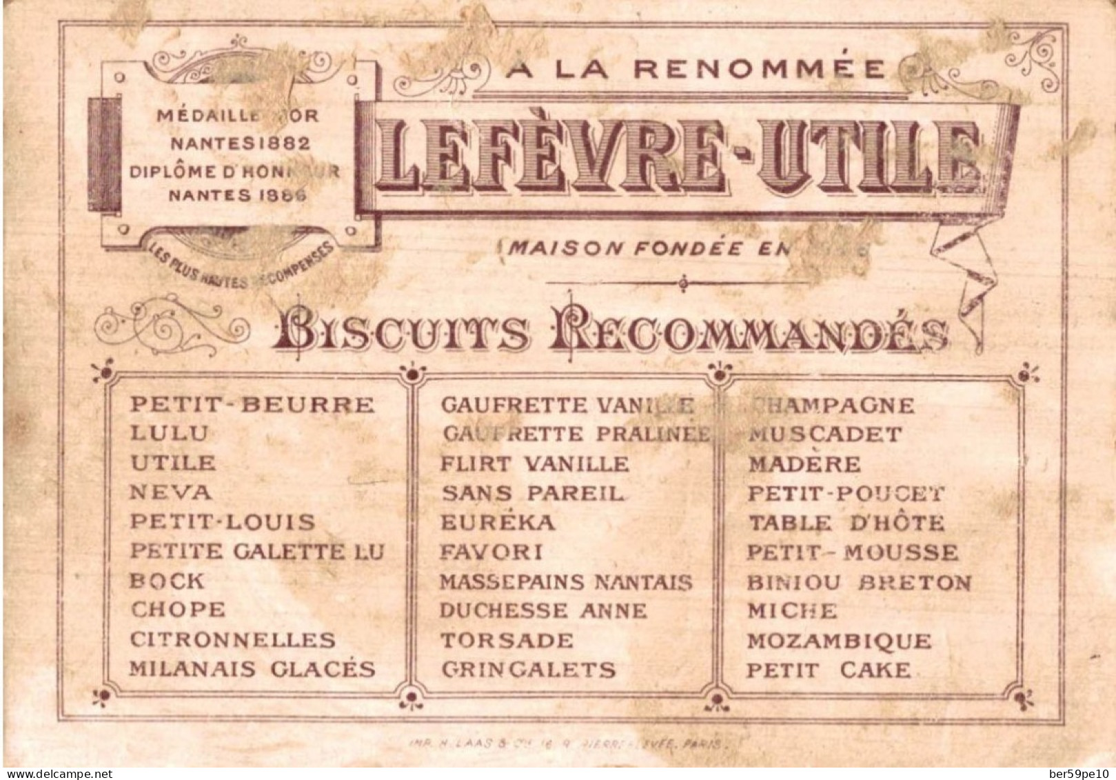 CHROMO LEFEVRE-UTILE  BISCUITS LU NANTES PAYS L'ITALIE COIFFES ET BLASON - Lu