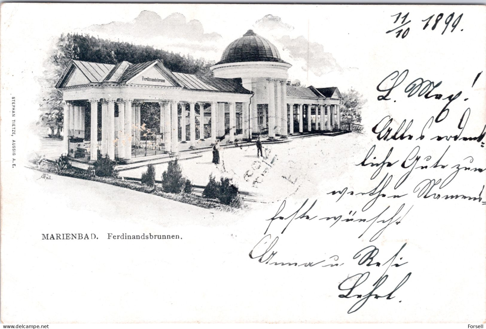 Marienbad, Ferdinandsbrunnen (Stempel: Marienbad 1899) - Boehmen Und Maehren