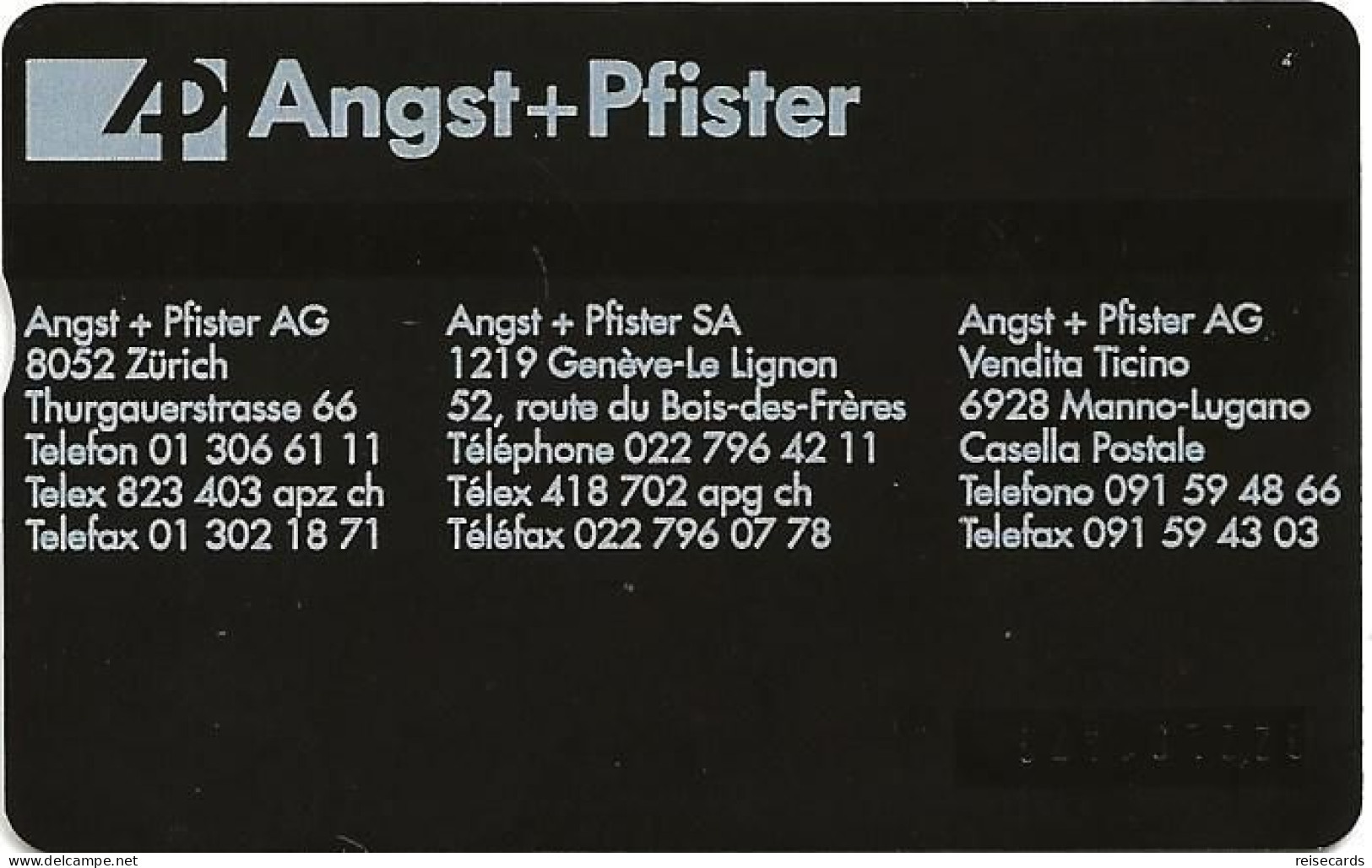 Switzerland: PTT K-93/55A 322L Angst + Pfister - Schweiz