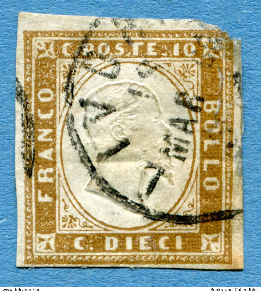 ITALIA, ANTICHI STATI - REGNO DI SARDEGNA - 1855-1863 - 10 Cents - Marrone - Sassone IT-SA 14 * Ref. C-01 - Sardegna