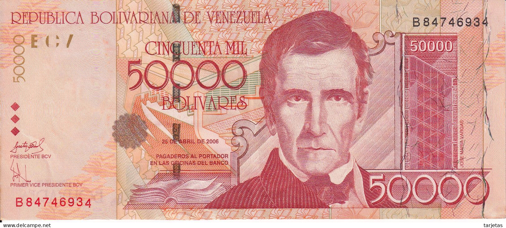 BILLETE DE VENEZUELA DE 50000 BOLIVARES DEL AÑO 2006 EN CALIDAD EBC (XF)  (BANK NOTE) - Venezuela