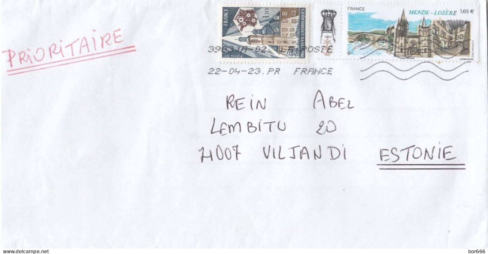 GOOD FRANCE Postal Cover To ESTONIA 2023 - Good Stamped: Institute ; Mende Lozere - Lettres & Documents