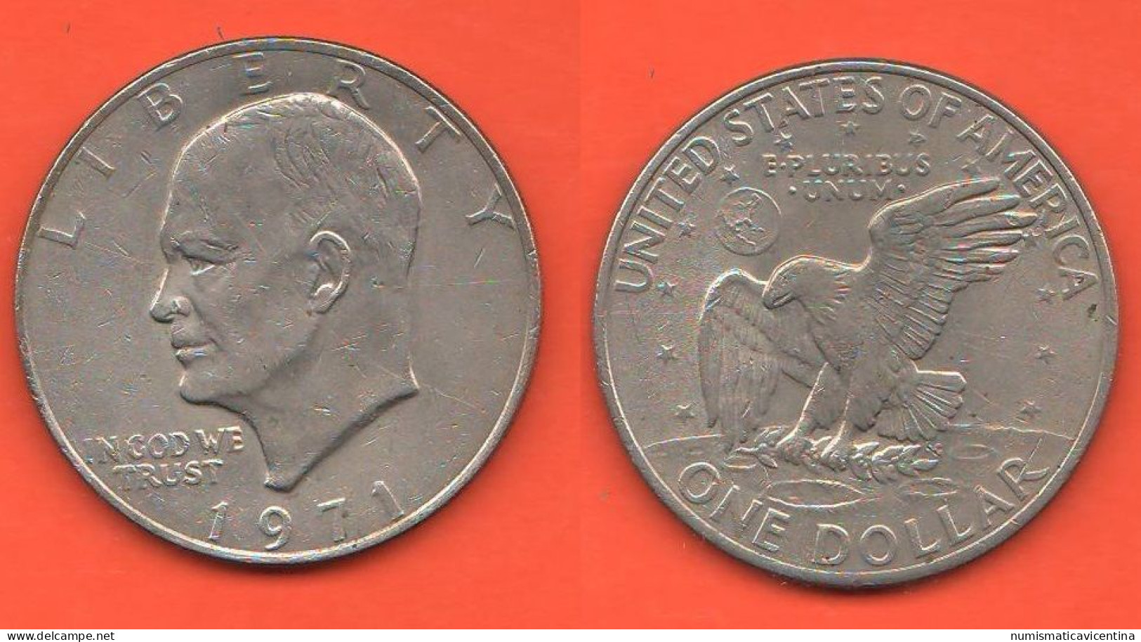 America One Dollar 1971 Eisenhower USA Dollaro Nickel Coin - 1971-1978: Eisenhower