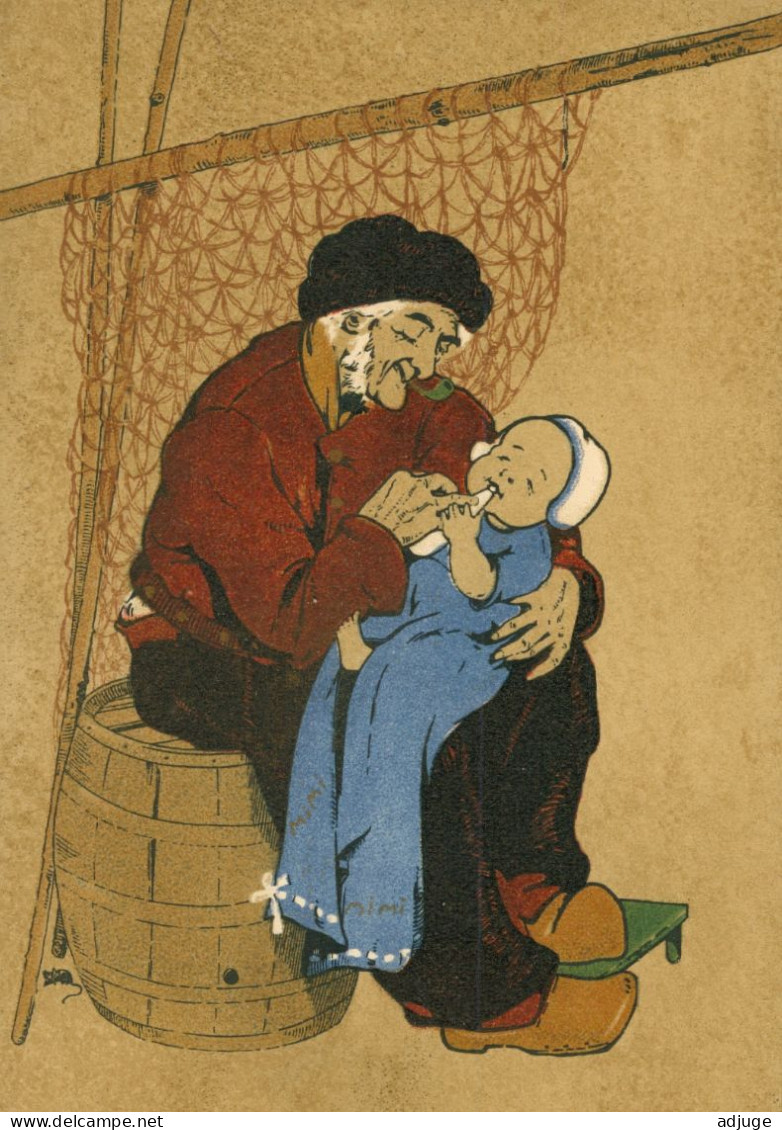 CPA- Illustrateur M. M. VIENNE  N°186- Grand Père Marin Pêcheur En Mer , Donne Le Biberon Au Nourrisson ** 2 Scans - Wilette