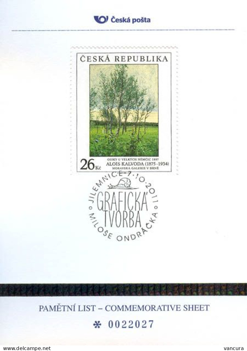 Commemorative Sheet Czech Republic PLZ 10 Milos Ondracek, Engraver, Exhibition In Jilemnice 2010 - Incisioni