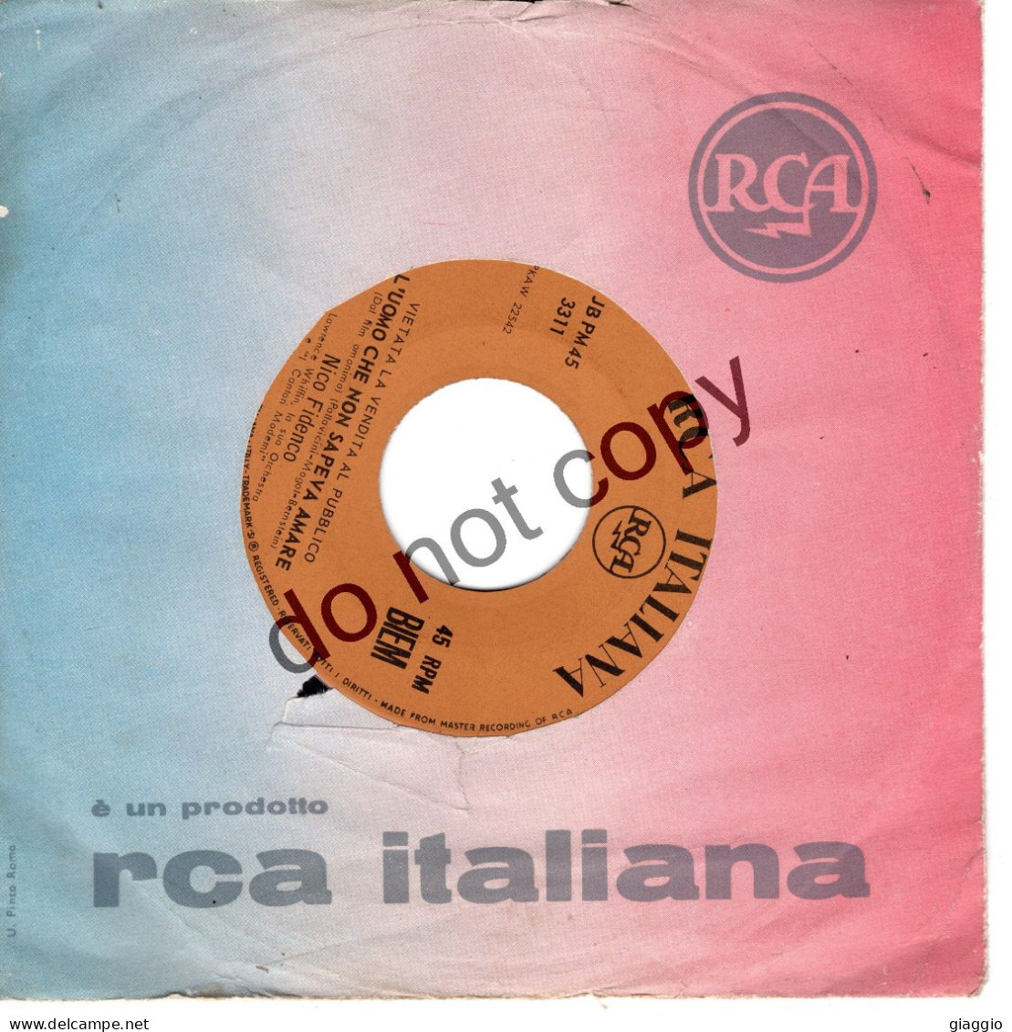 °°° 644) 45 GIRI - NICO FIDENCO - L'UOMO CHE NON SAPEVA AMARE / I HAD A GIRL - PER JUKE BOX °°° - Altri - Musica Italiana