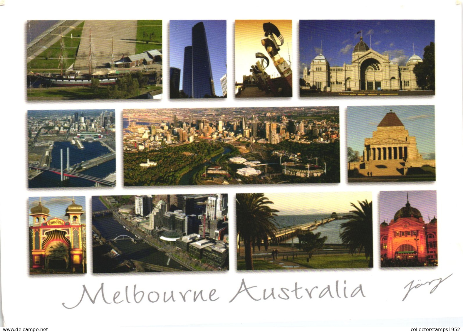 MELBOURNE, VICTORIA, MULTIPLE VIEWS, BRIDGE, TOWER, MUSEUM, PARK, SHIP, ARCHITECTURE, SIGNED, AUSTRALIA, POSTCARD - Melbourne