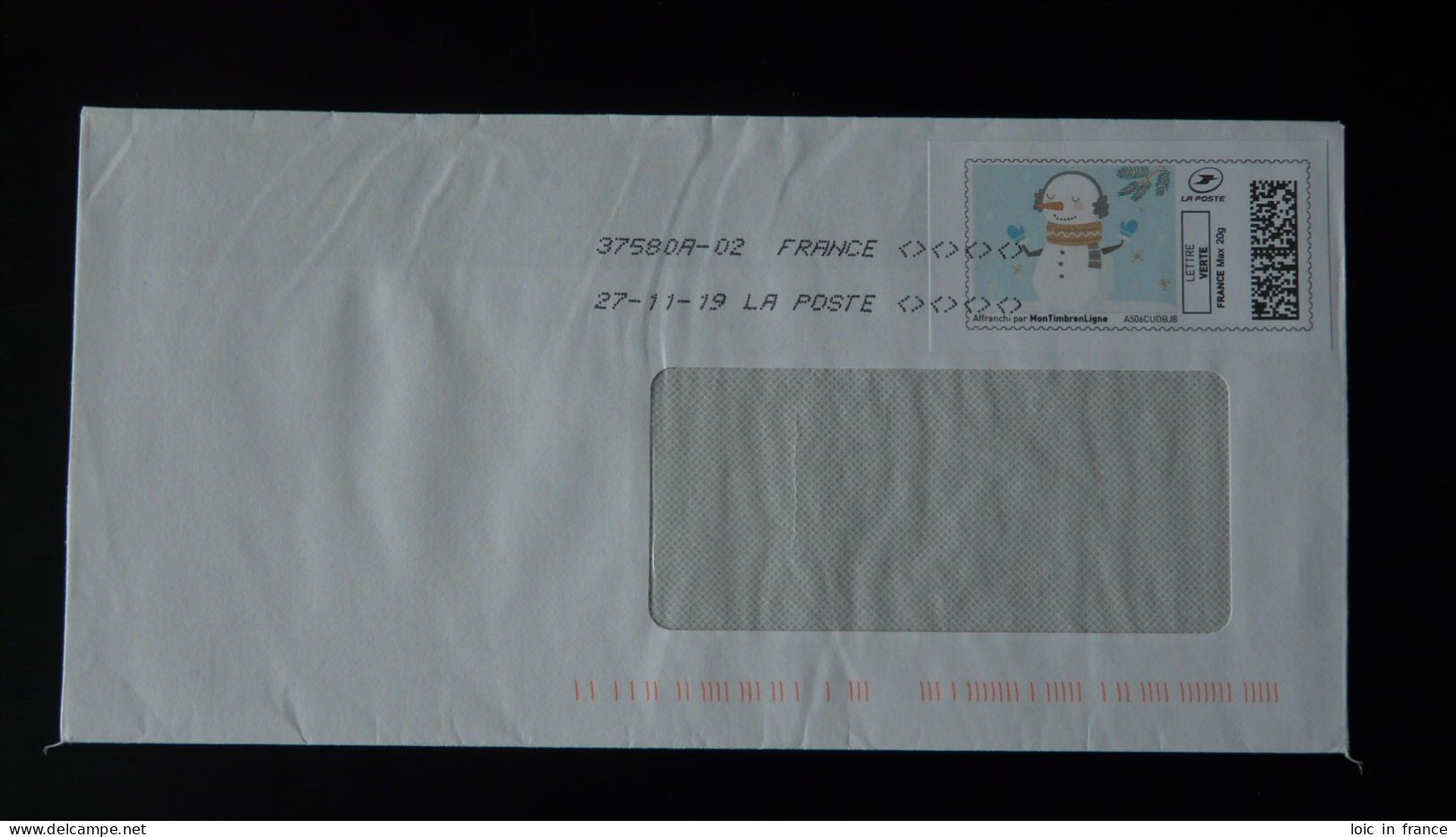 Bonhomme De Neige Timbre En Ligne Montimbrenligne Sur Lettre (e-stamp On Cover) Ref TPP 5146 - Timbres à Imprimer (Montimbrenligne)