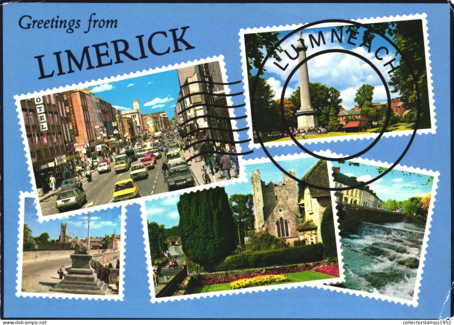 LIMERICK, MULTIPLE VIEWS, ARCHITECTURE, CARS, MONUMENT, PARK, IRELAND, POSTCARD - Limerick