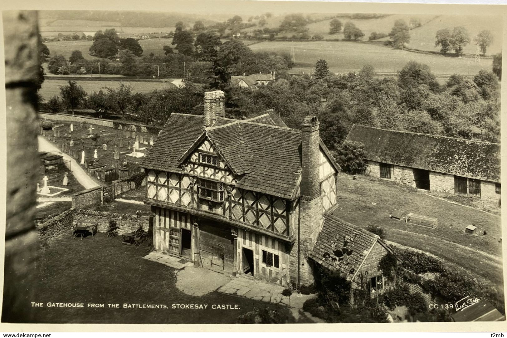 CP. The Gatehouse From The Battlements, Stokesay Castle - Shropshire