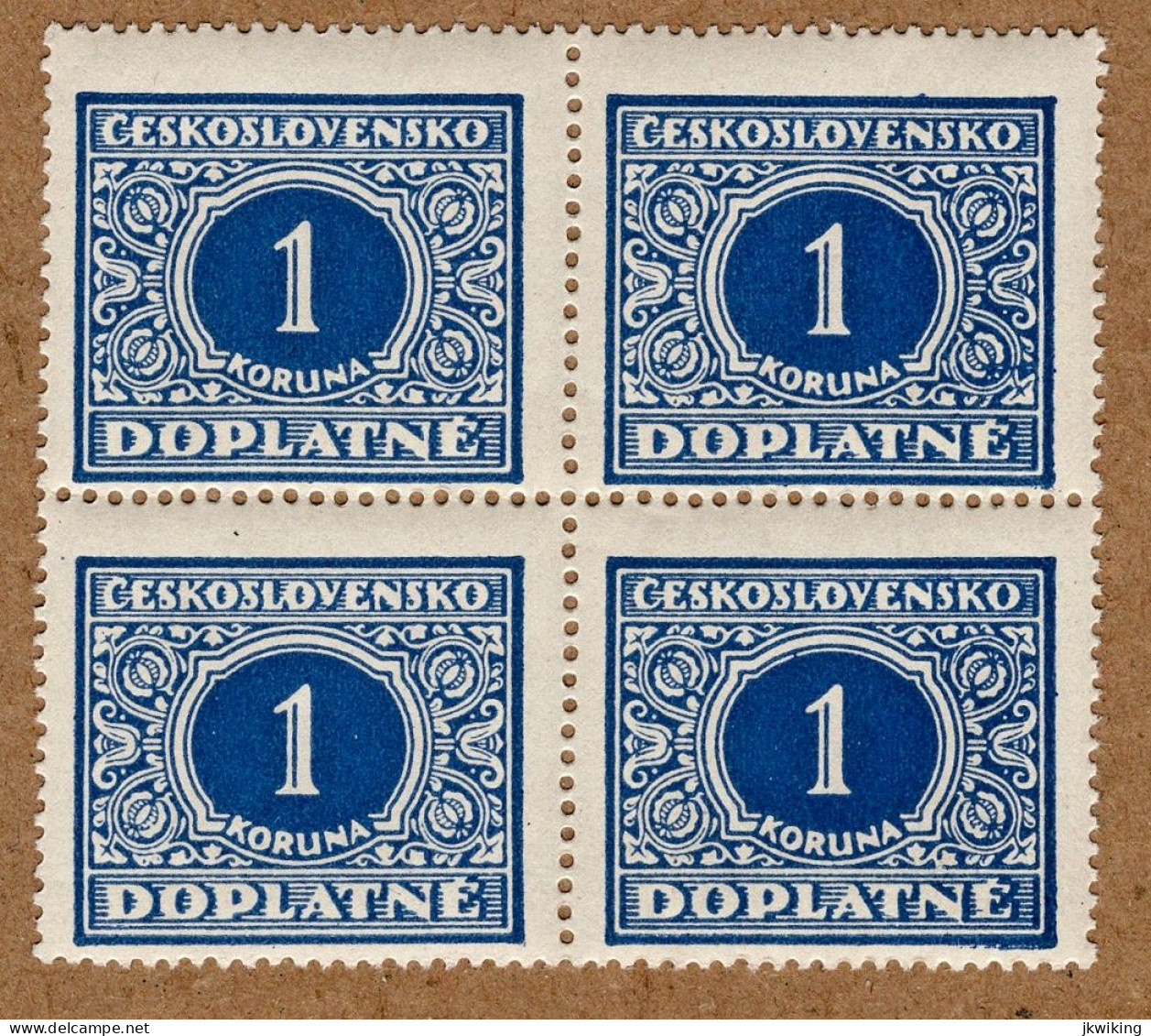 1928 - Doplatní - Definitivní Vydání - č. DL62 - čtyřblok - Výrobní Vada Posunuté Vodorovné Zoubkování - Ungebraucht