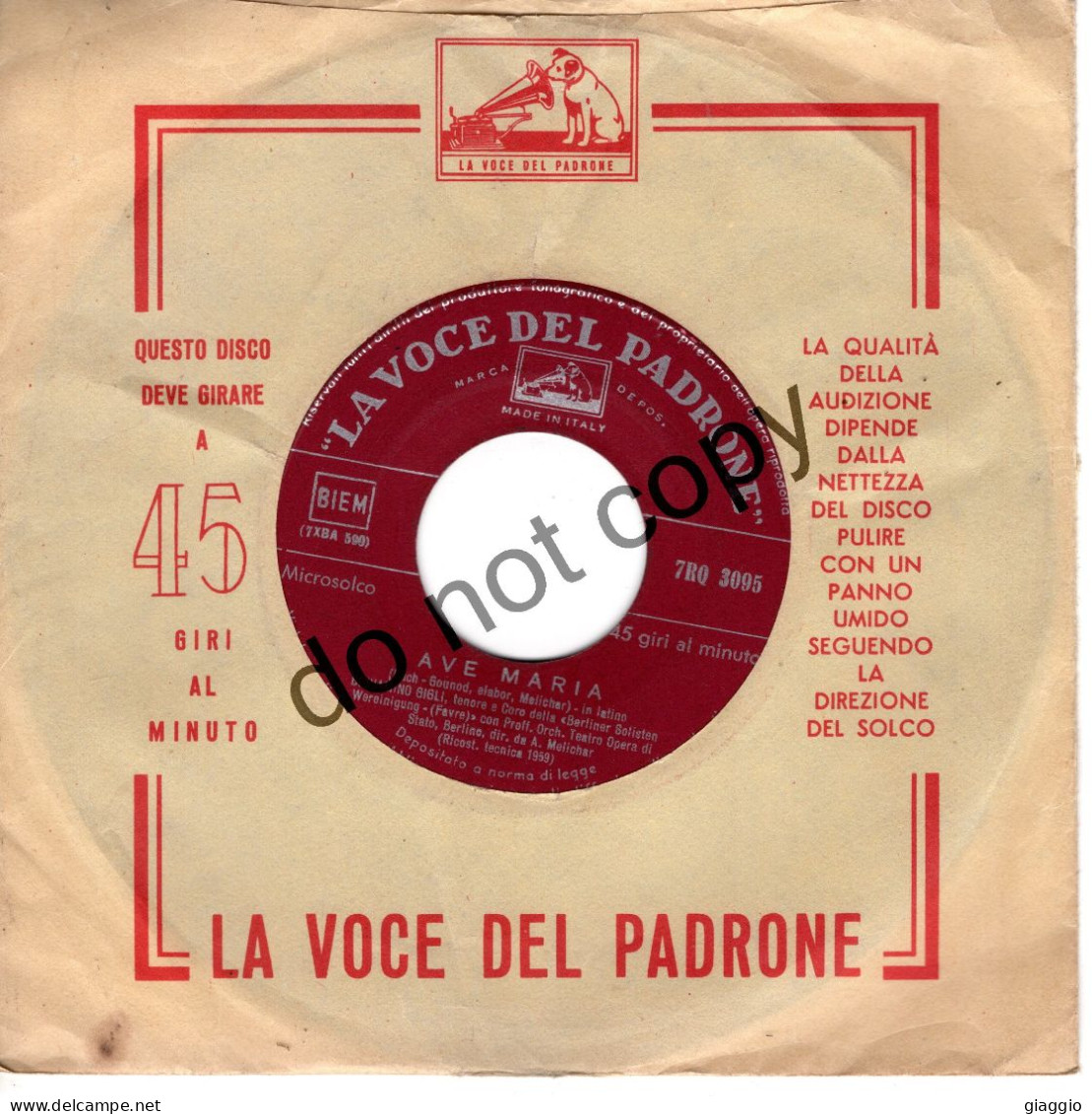 °°° 649) 45 GIRI - BENIAMINO GIGLI - AVE MARIA / AGNUS DEI °°° - Other - Italian Music