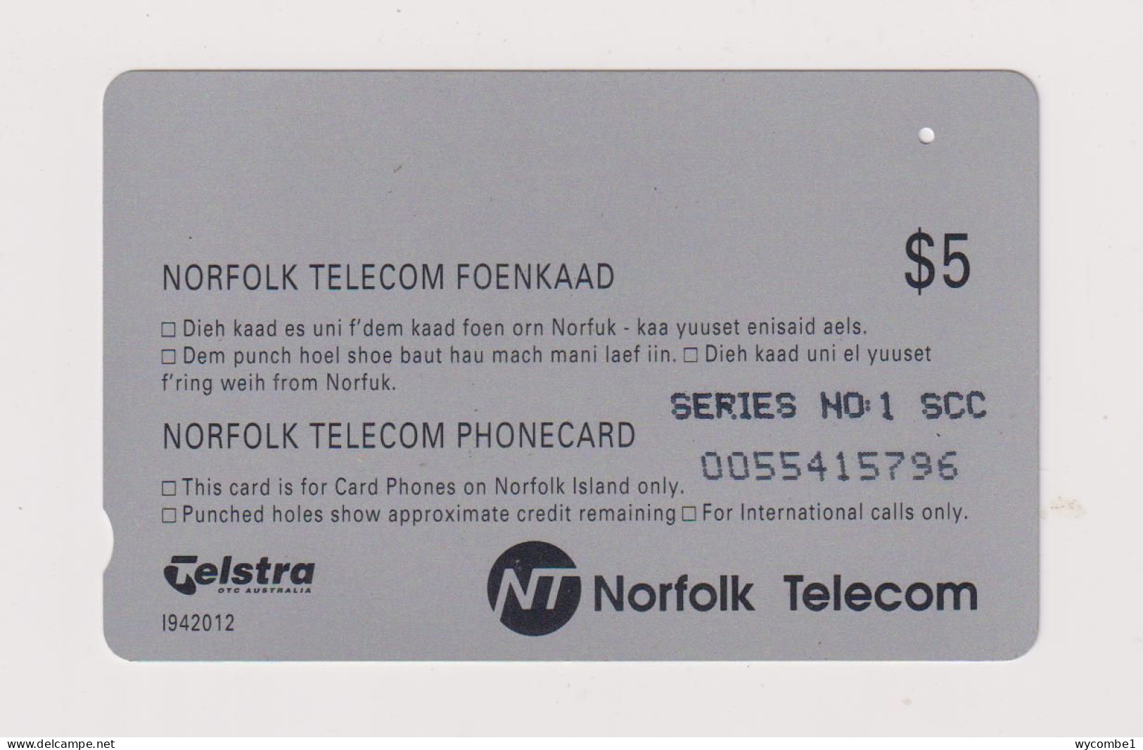 NORFOLK ISLAND - Kingston Magnetic Phonecard - Norfolkinsel
