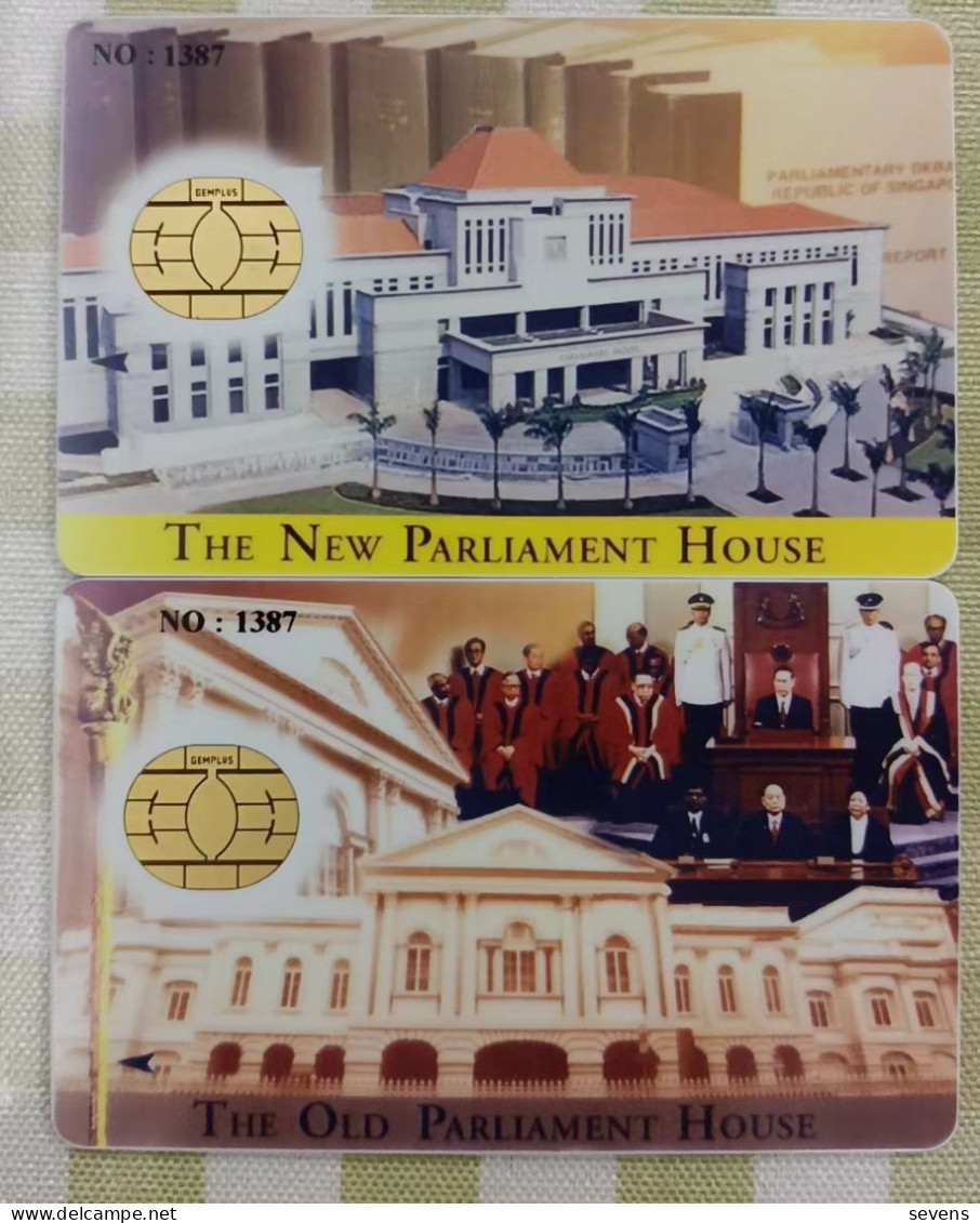 Singapore Mint Cash Chip Card, The Old And New Parliament House, Set Of 2, Special Issued - Singapur