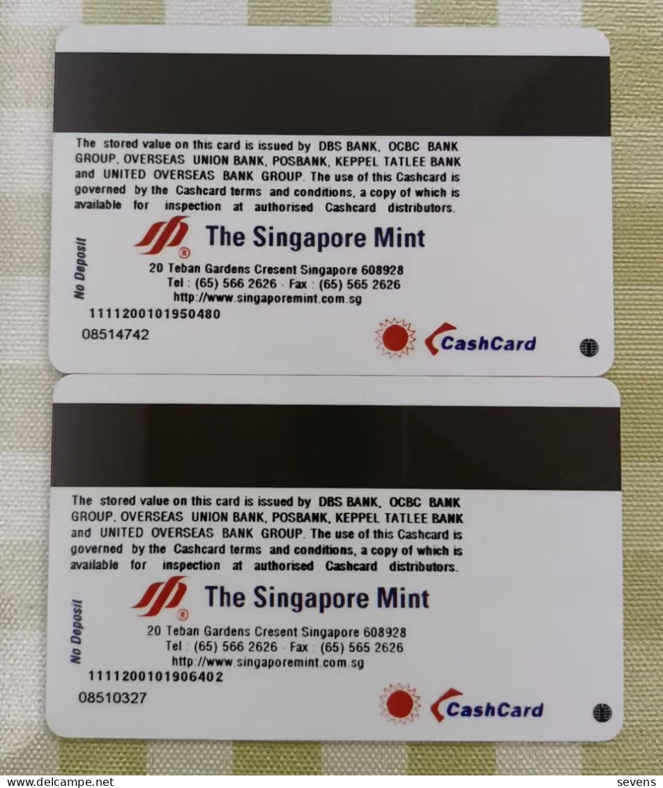 Singapore Mint Cash Chip Card, The Old And New Parliament House, Set Of 2, Special Issued - Singapore