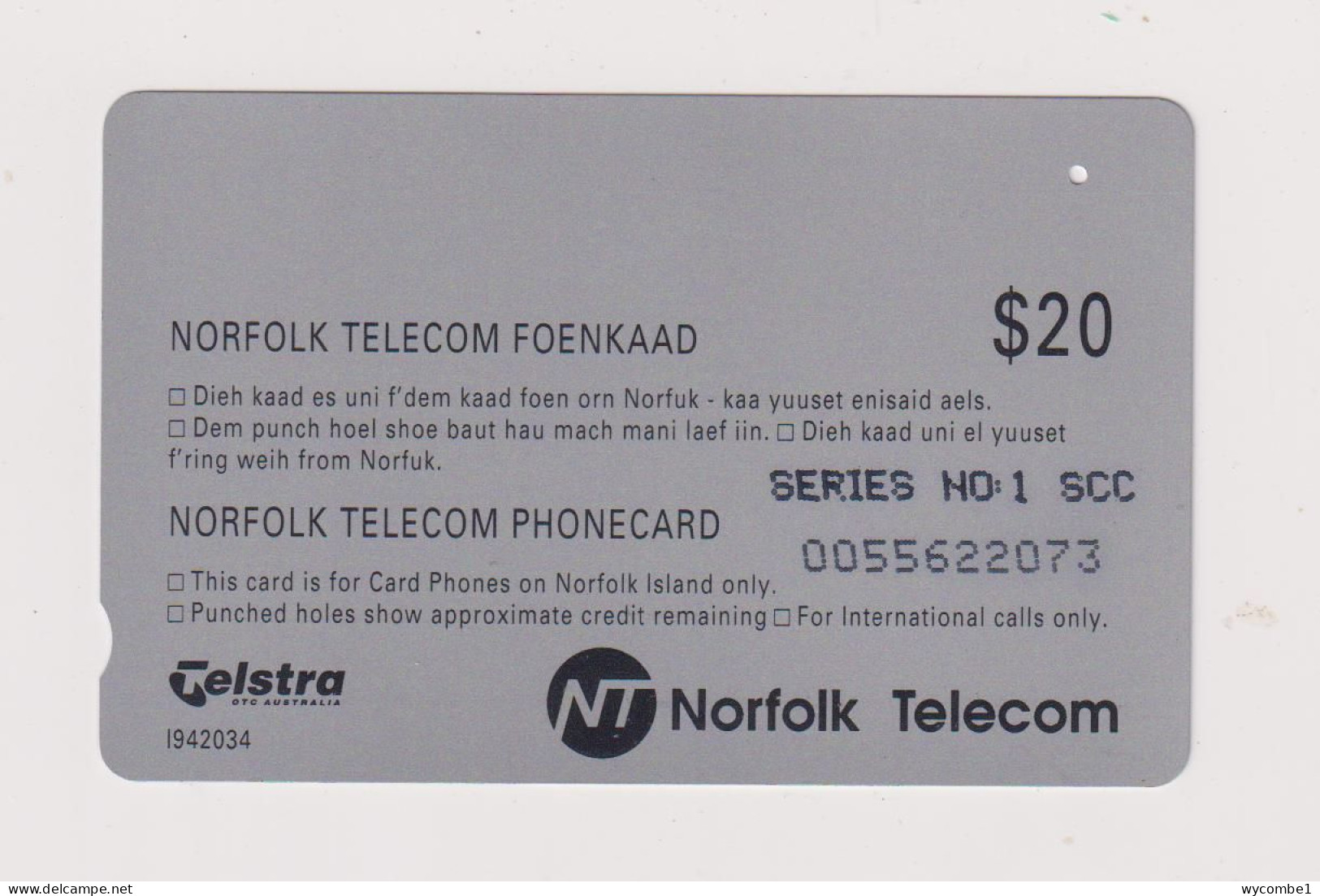 NORFOLK ISLAND - The Bounty Magnetic Phonecard - Norfolk Eiland