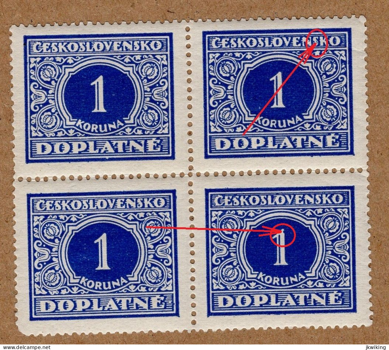 1928 - Doplatní - Definitivní Vydání - č. DL62 - čtyřblok - Deskové Vady - - Unused Stamps