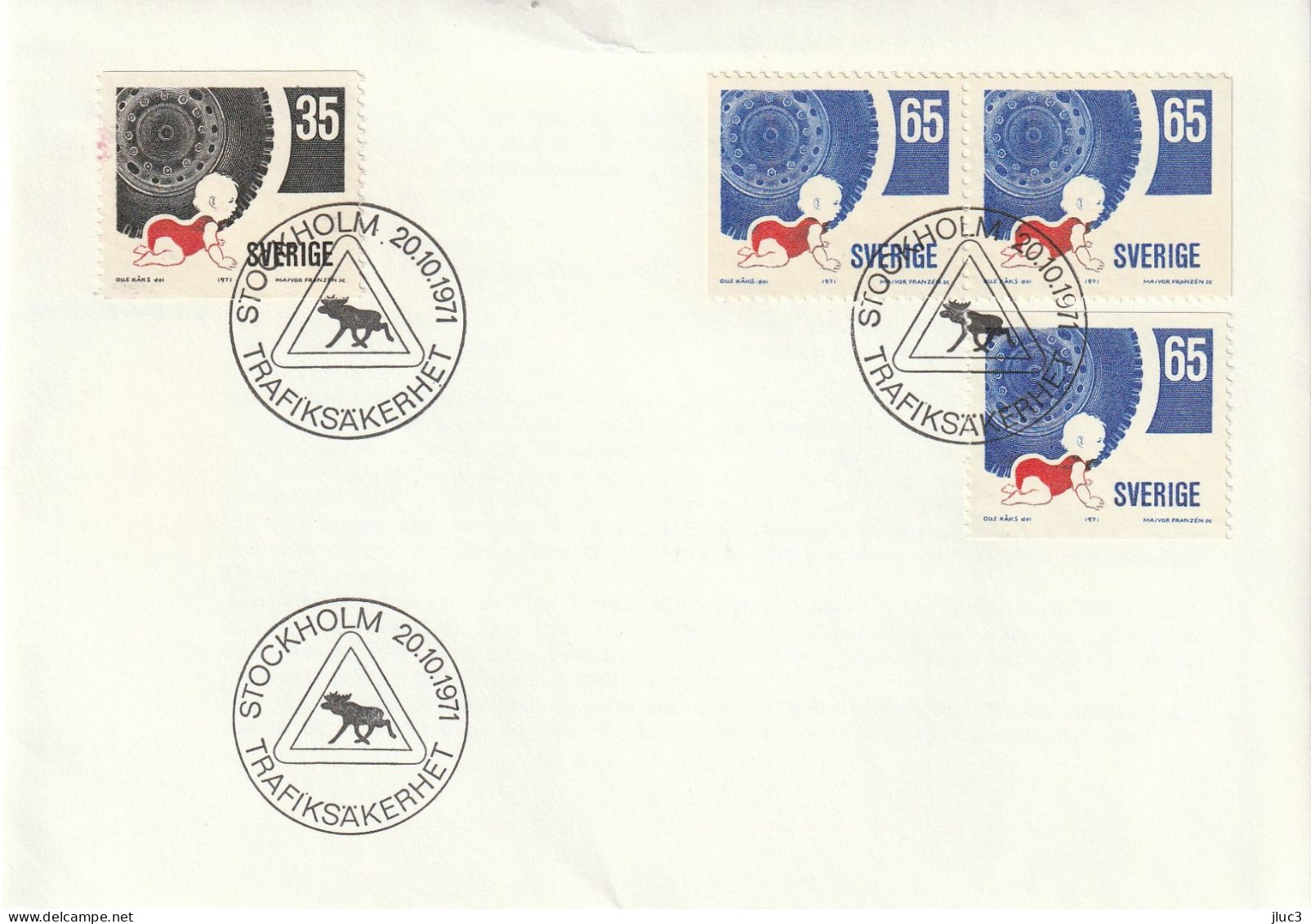 ZSueFdcA11 - SUEDE  1971  --  La  Superbe  ENVELOPPE  FDC  'PREMIER  JOUR'  Du  20-10-1971  --  Sécurité  Routière - FDC