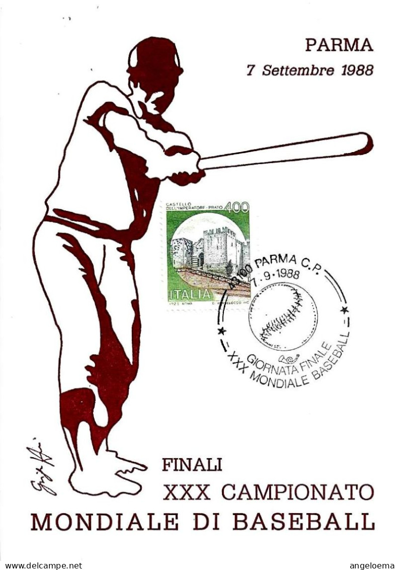 ITALIA ITALY- 1988 PARMA XXX Campionato Mondiale Baseball (pallina) Finale CUBA-STATI UNITI Su Cartolina Speciale -11199 - Base-Ball