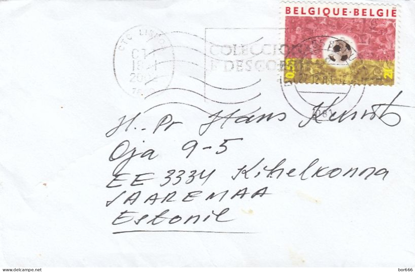 GOOD BELGIUM Postal Cover To ESTONIA 2002 - Good Stamped: Soccer / Football - Covers & Documents