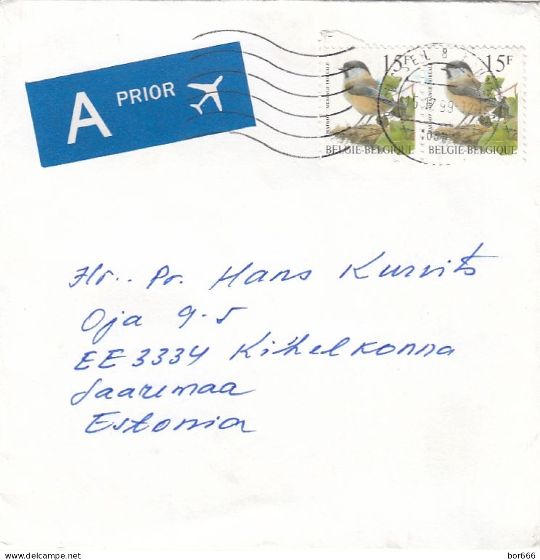 GOOD BELGIUM Postal Cover To ESTONIA 1999 - Good Stamped: Birds - Brieven En Documenten